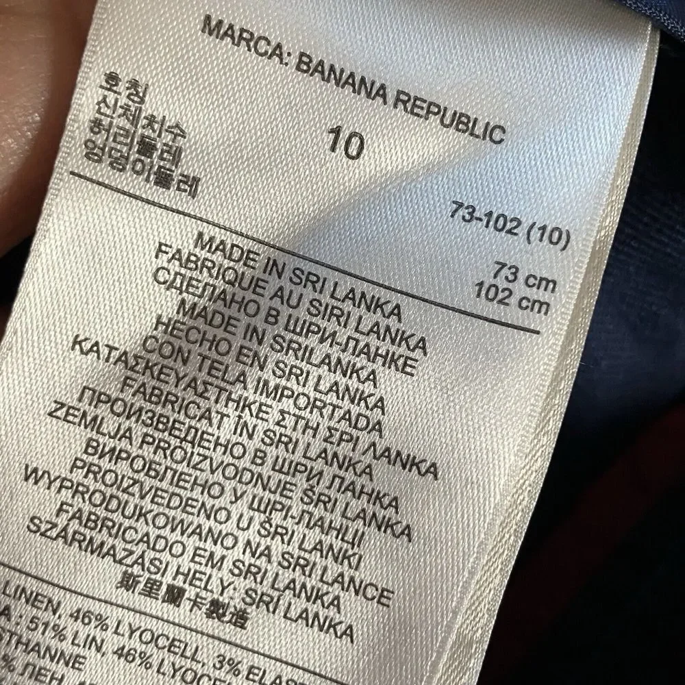 Banana Republic Heritage Pants‎ Womens 10 Basic Blue Linen Blend Single Pleated